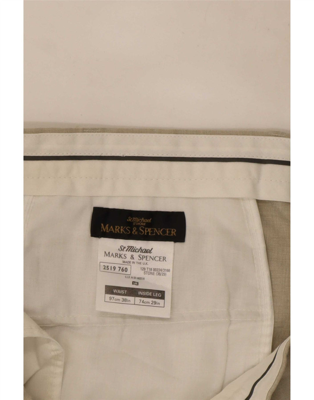 Marks & Spencer Straight Chino Bukser til mænd W38 L27 Beige Polyester