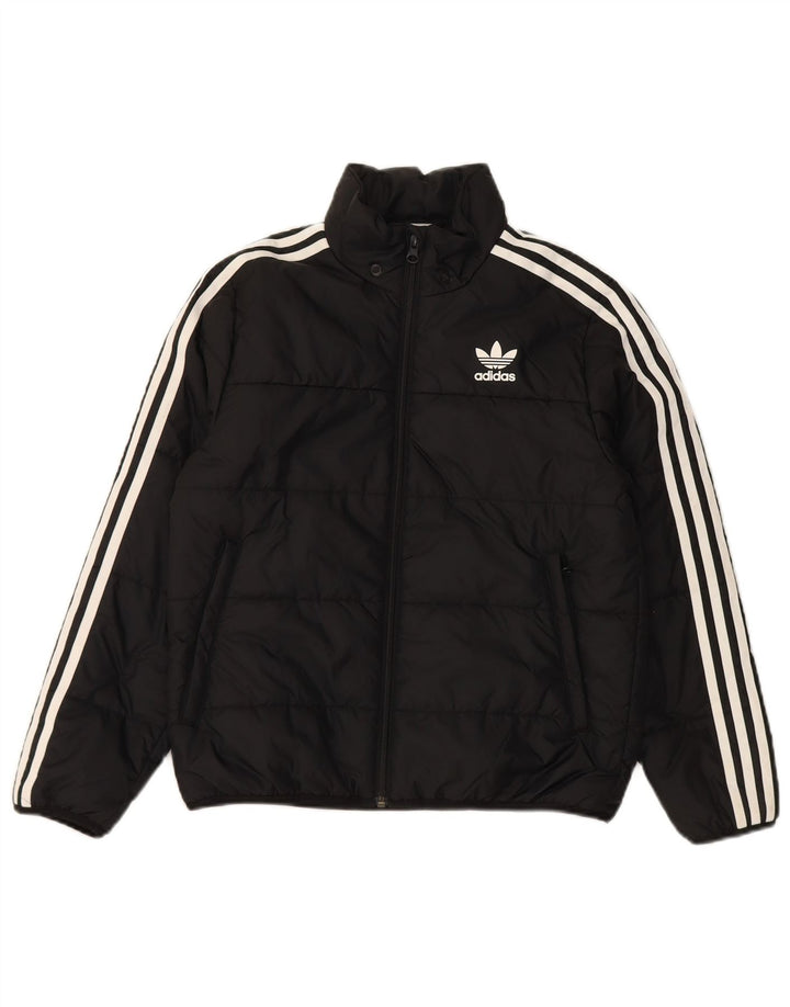 ADIDAS Boys Padded Jacket 11-12 Years Black Polyester