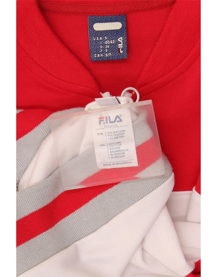 Fila Womens Crop træningsdragt topjakke UK 10 Small Red Colourblock Polyester