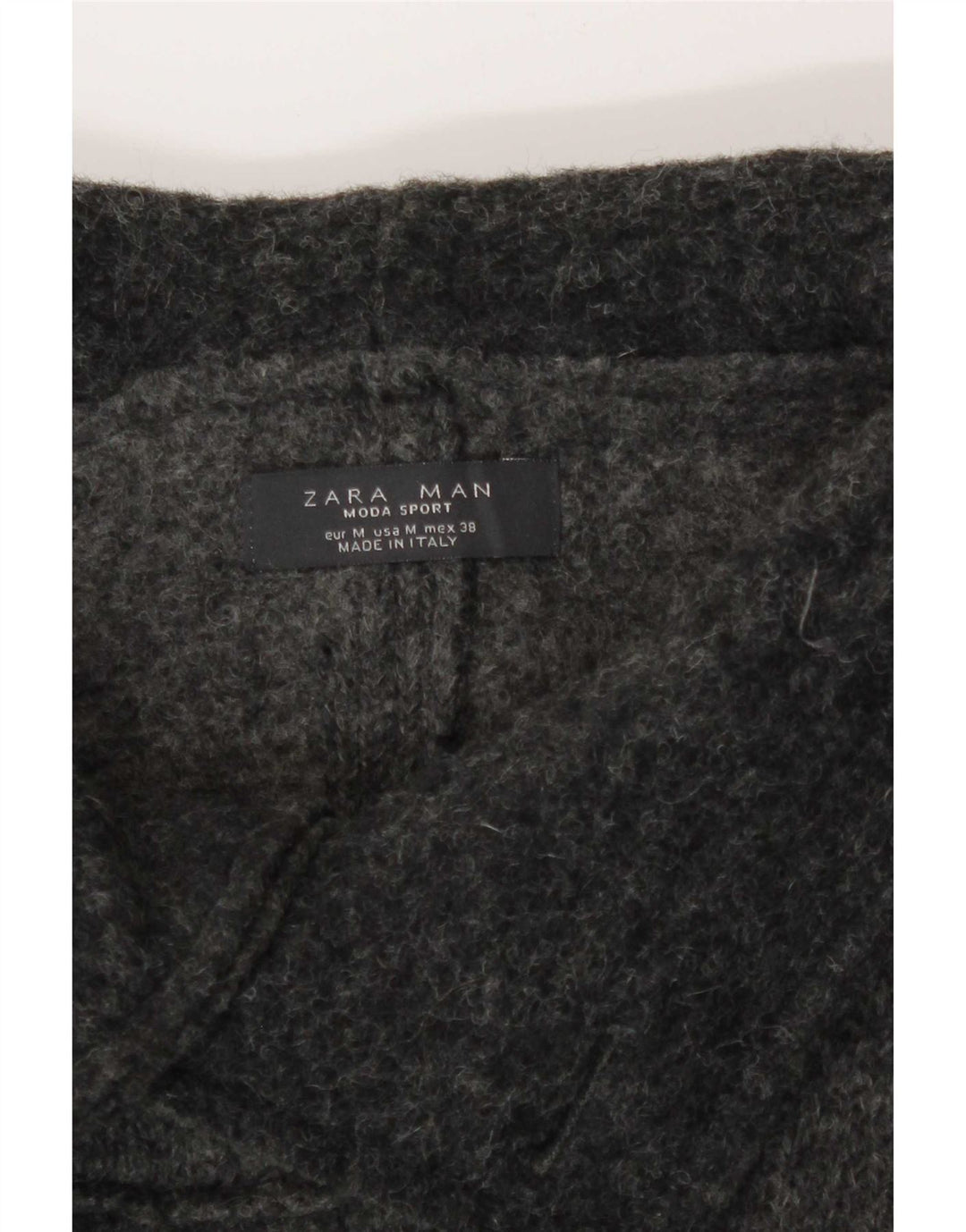Zara Herre Hooded Double Breasted Windbreaker Coat UK 38 Medium Grey Wool
