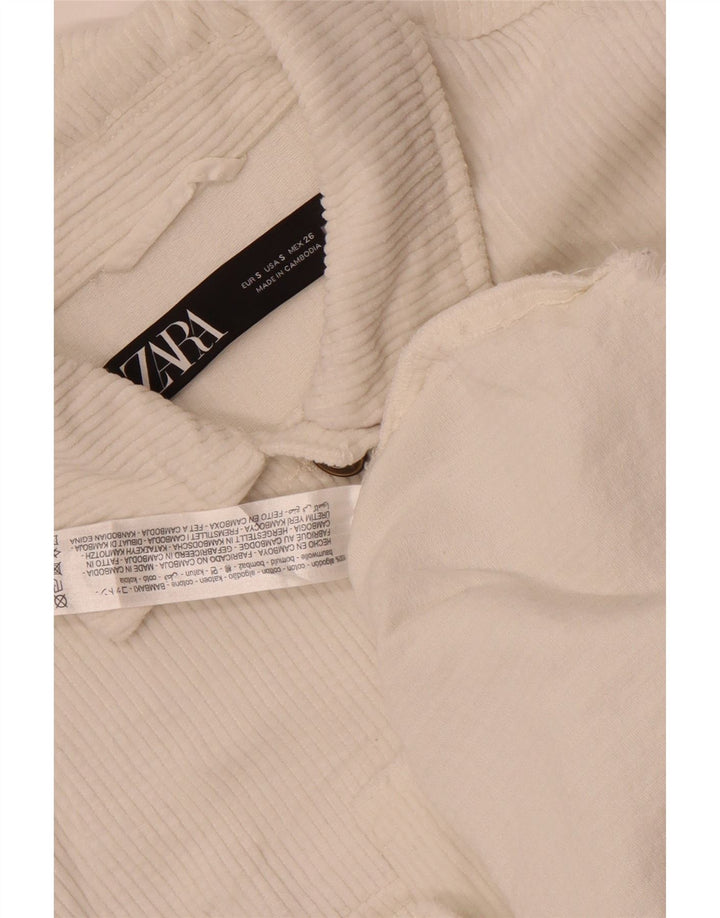 Zara Dame Oversized Corduroy Jacket UK 10 Small White Bomuld