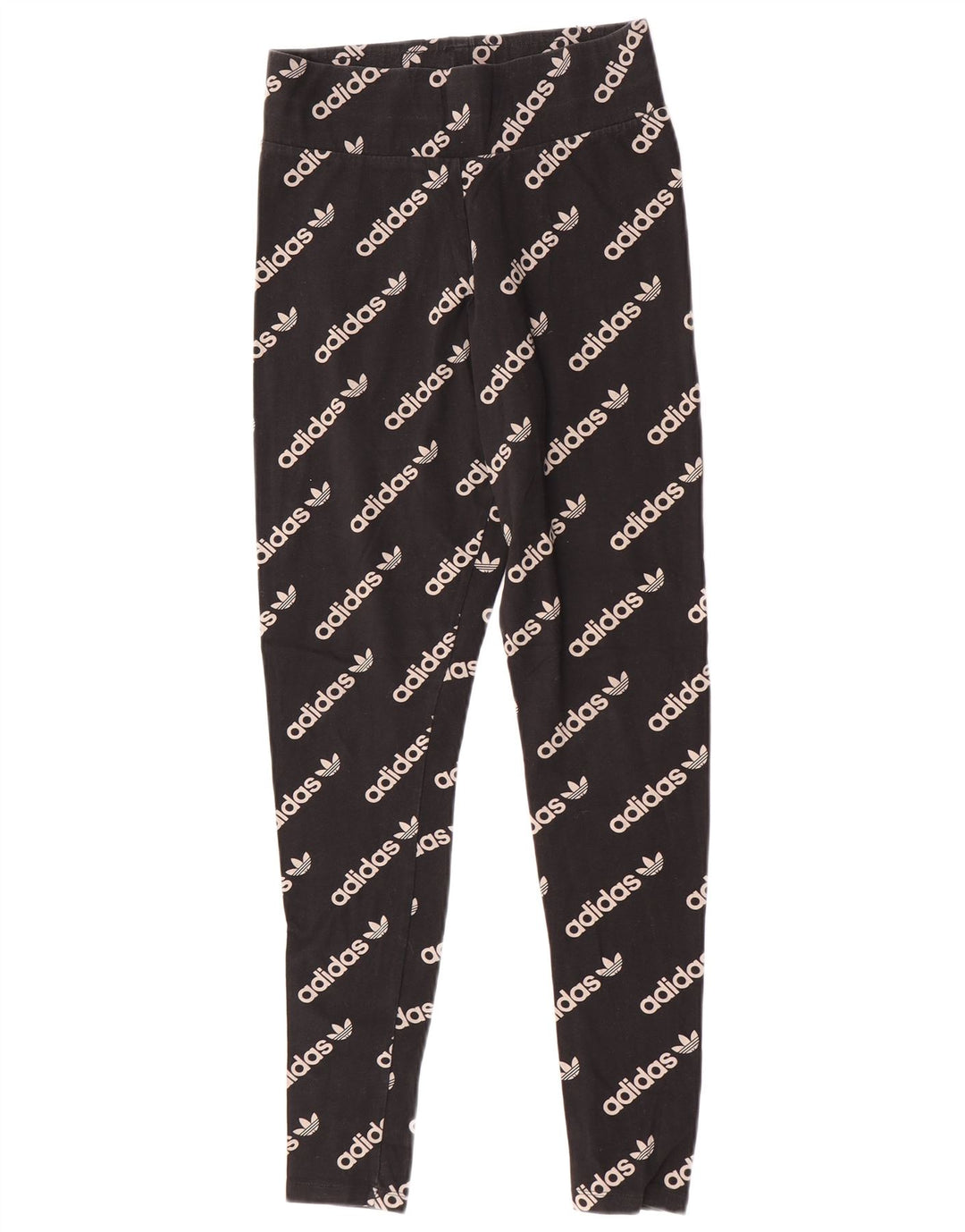 Adidas Dame Grafiske Leggings UK 12 Medium Sort Bomuld