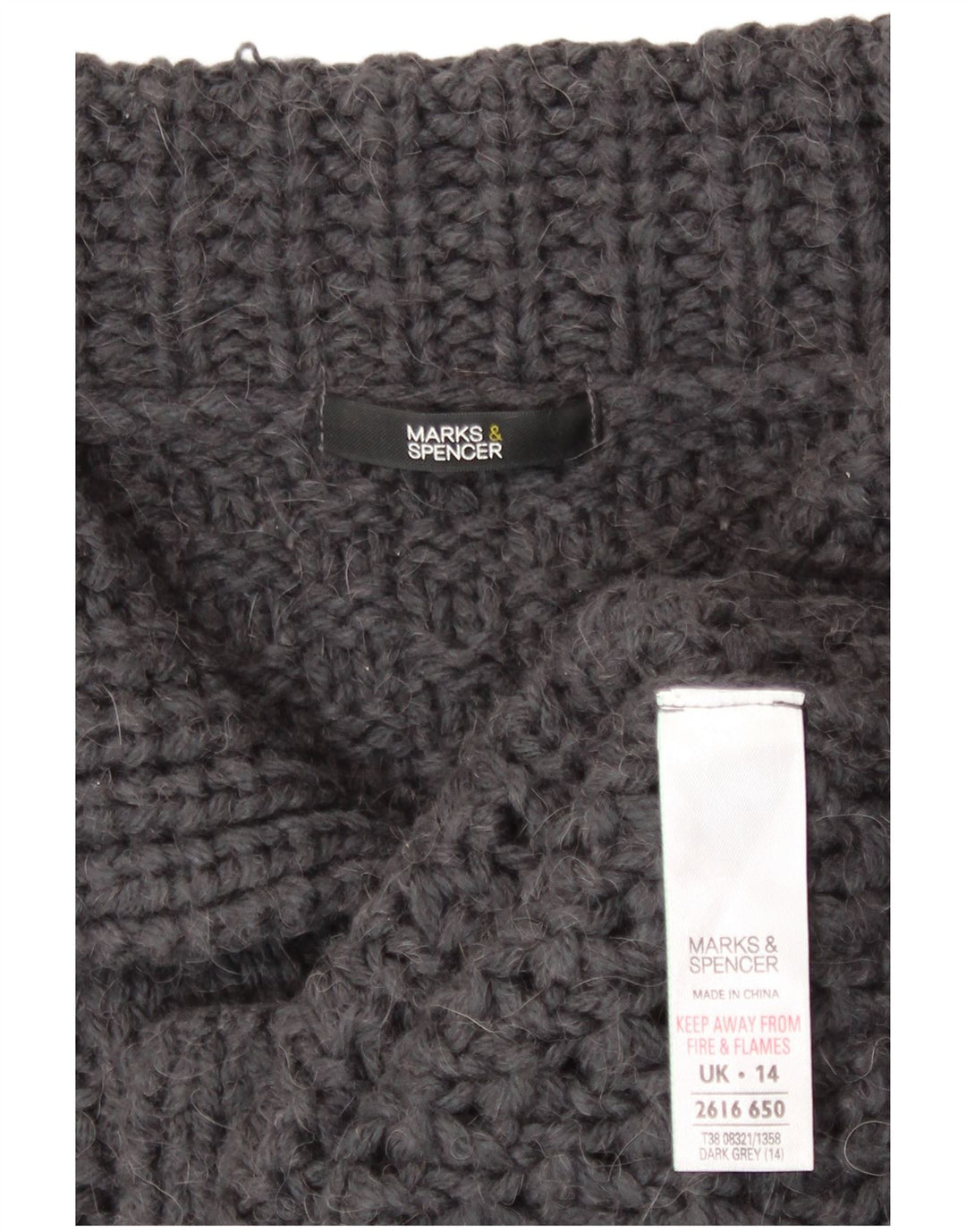Marks & Spencer Dame Cardigan Sweater UK 14 Medium Grå Akryl