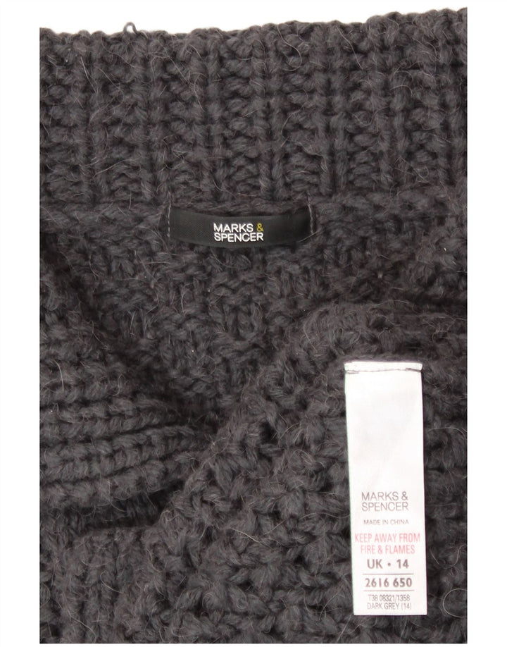Marks & Spencer Dame Cardigan Sweater UK 14 Medium Grå Akryl
