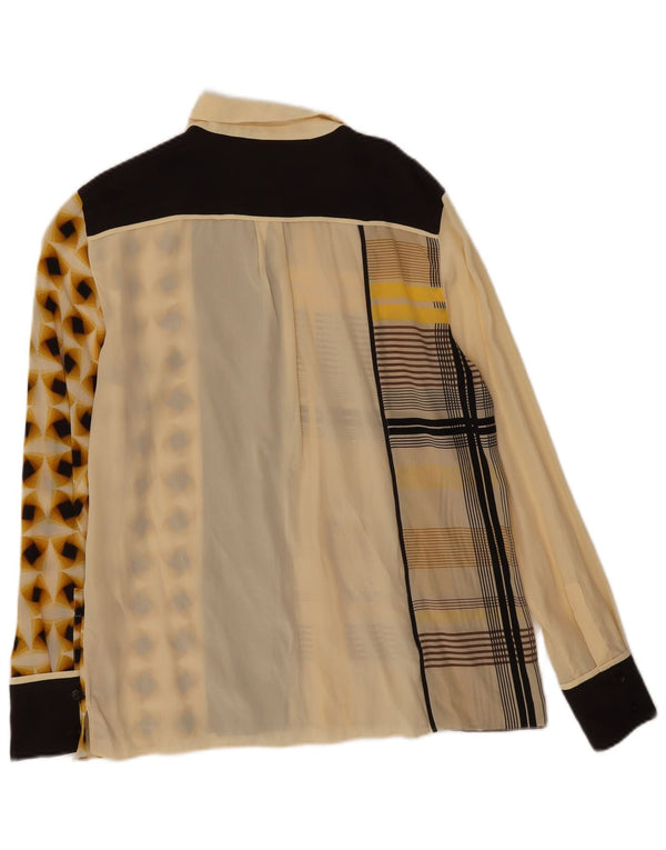 Sportmax skjortebluse til kvinder UK 12 Medium Beige Geometrisk Silke