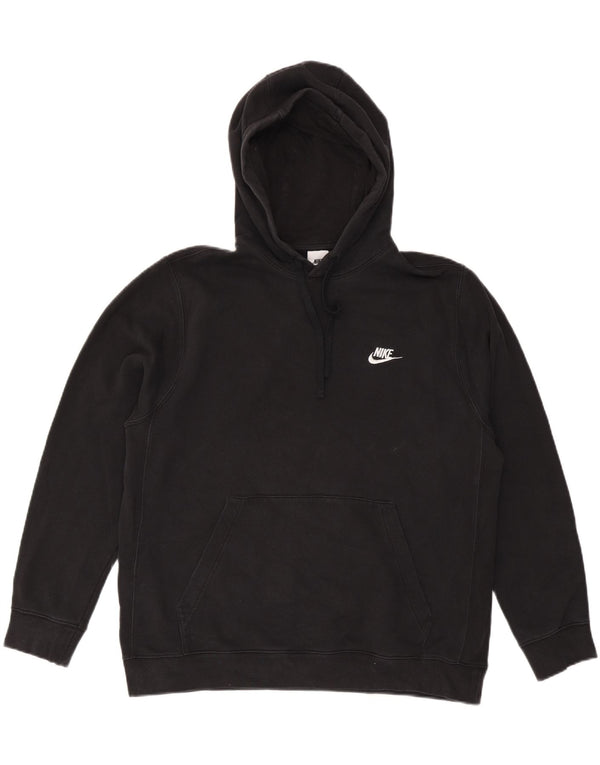 NIKE Mens Hoodie Jumper Large Black Cotton