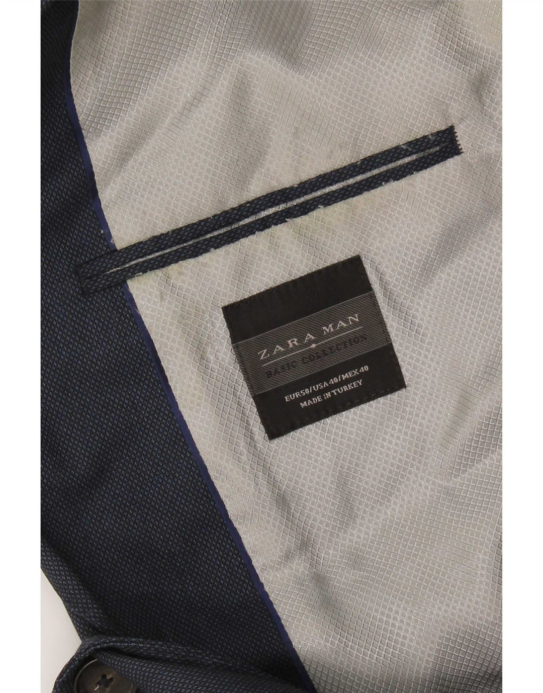 Zara Herre 2-knaps blazerjakke EU 50 Medium Navy Blue