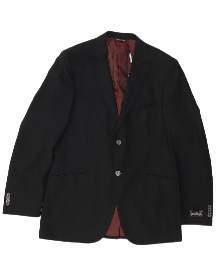 Carlo Pignatelli Herre 2-knaps blazerjakke IT 50 Large Black Virgin Wool