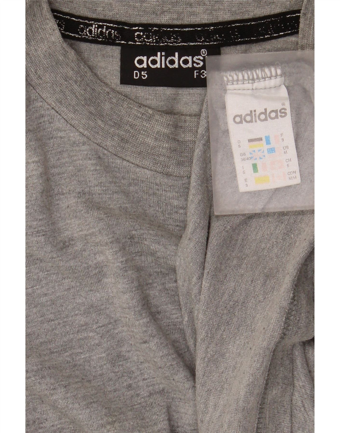 Adidas Herre Top Langærmet UK 38/40 Medium Grey Flecked Bomuld