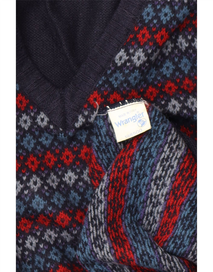 WRANGLER Vest Tank Top Medium Navy Blue Argyle/Diamond Wool