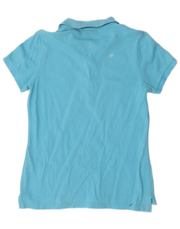 Ralph Lauren Dame Skinny Polo Shirt UK 14 Large Blue Cotton