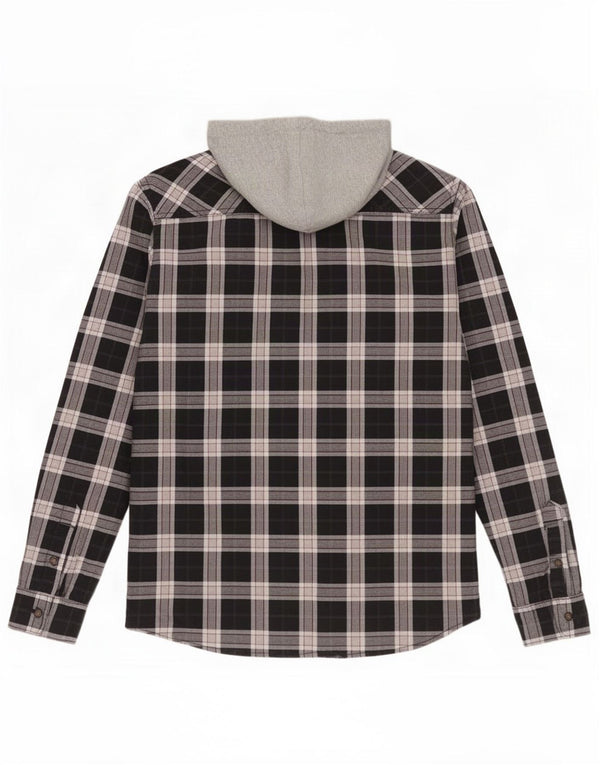 Quiksilver Mens Hooded Flannel Shirt Small Black Check Cotton