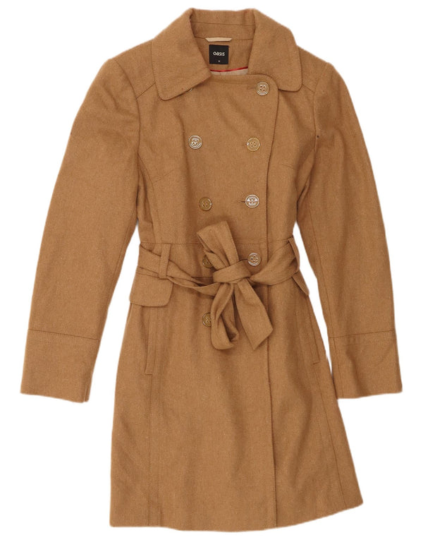 Oasis Dame Dobbeltradet Frakke UK 12 Medium Beige Uld