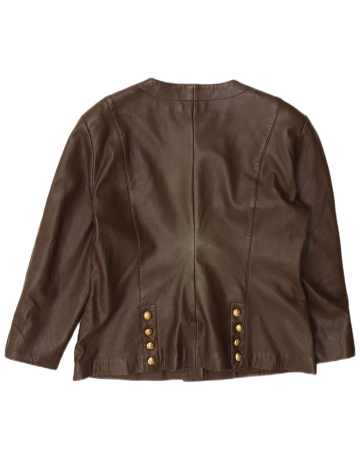 Alba Moda Dame Læder Blazer Jakke UK 14 Medium Brun