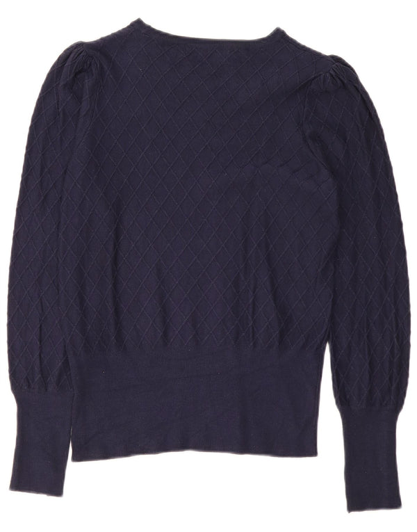 Marks & Spencer Dame Boat Neck Jumper Sweater UK 8 Small Navy Blue