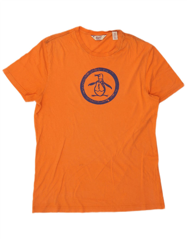 Penguin Herre grafisk T-shirt Top Medium Orange Bomuld