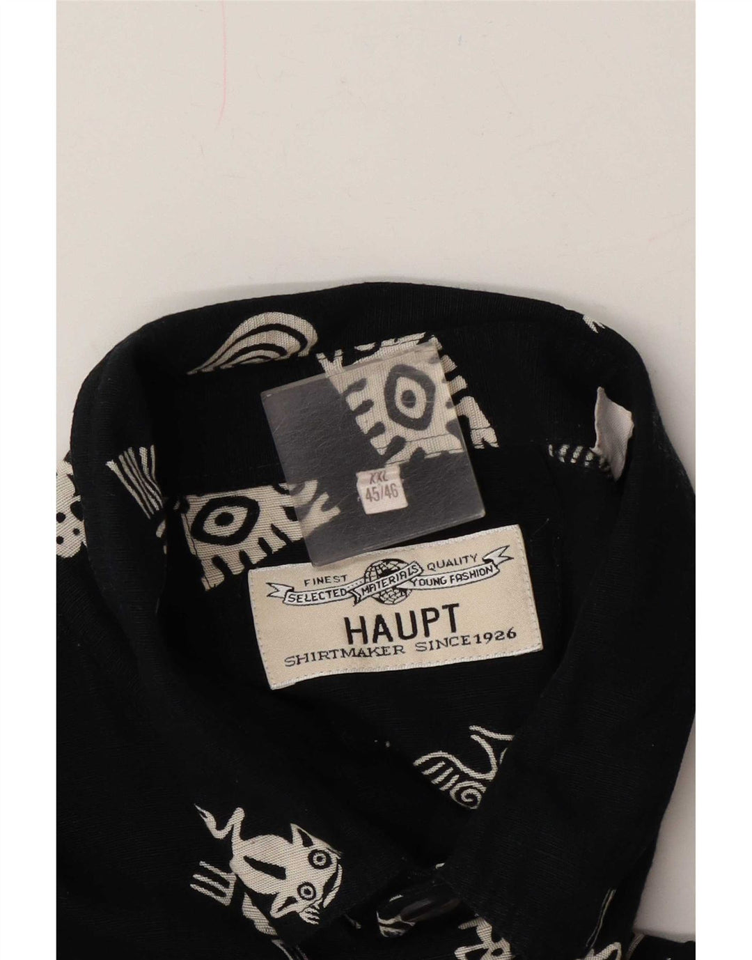 Haupt Herre abstrakt mønster kortærmet skjorte UK 45/46 2XL Navy Blue