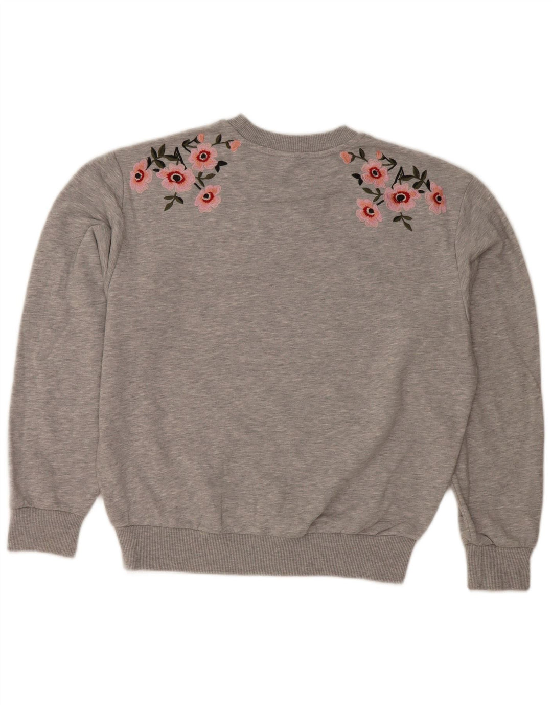 Topshop Dame Oversized Sweatshirt Jumper UK 6 XS Grå Floral Polyester