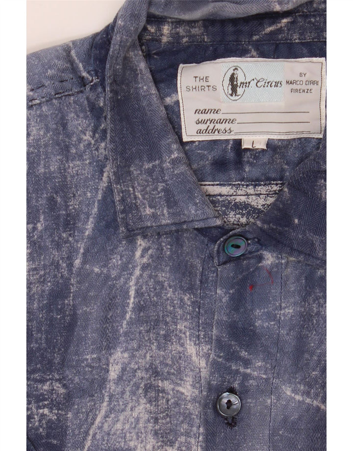VINTAGE Mens Short Sleeve Shirt Large Blue Tie Dye