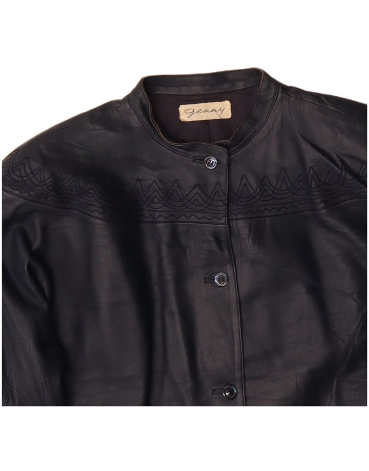 GENNY Oversized læderjakke til kvinder EU 34 XS Marineblå