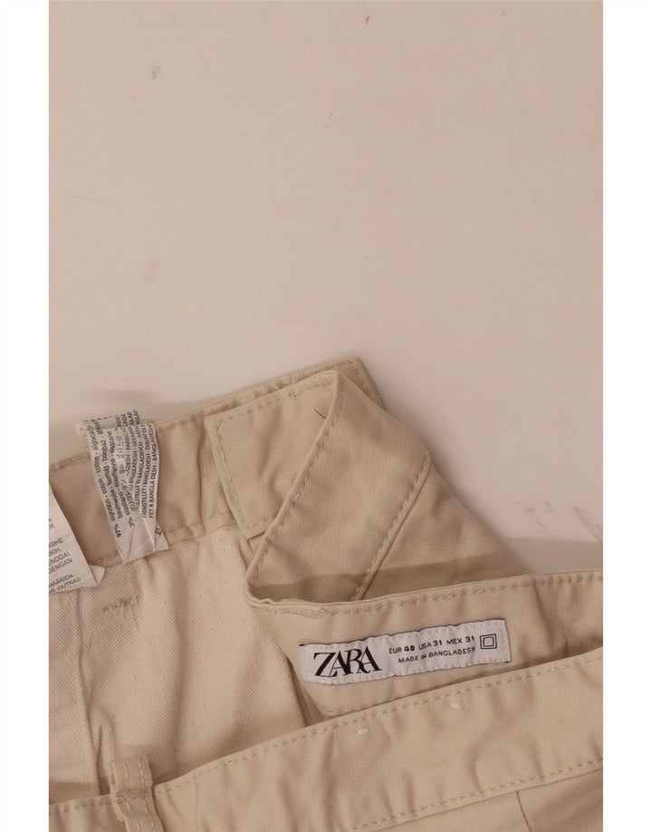 Zara Herre Chino Shorts EU 40 Medium W31 Beige Bomuld