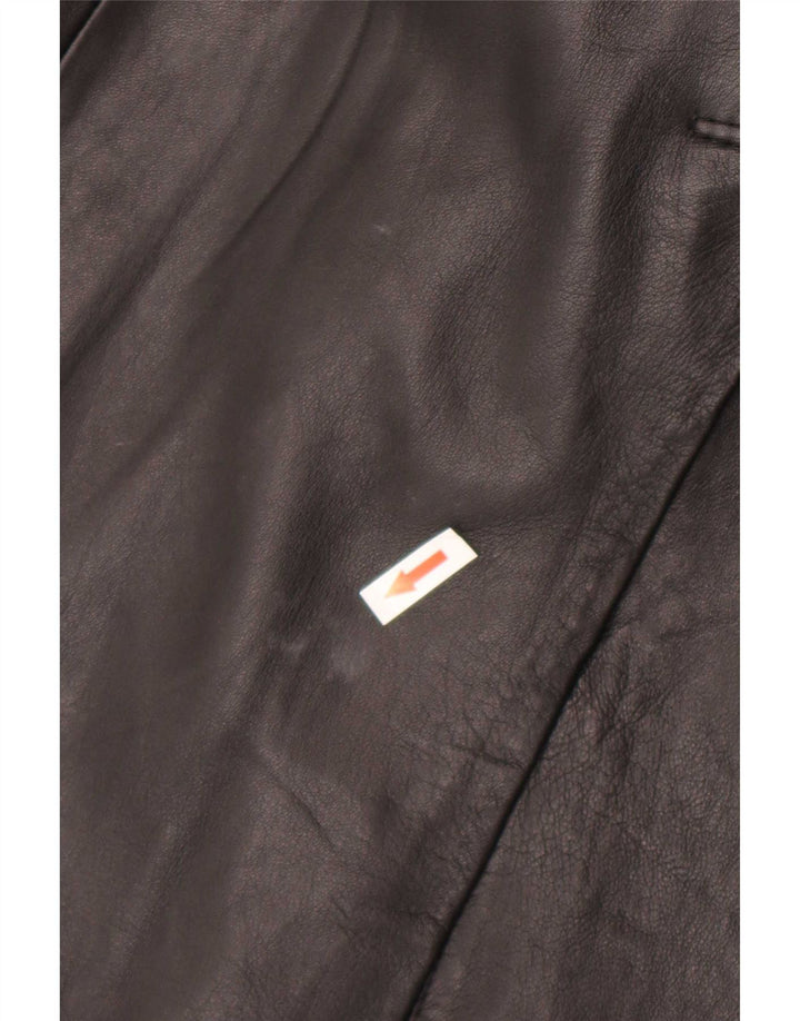 Vintage herre dobbeltradet læder trenchcoat UK 36 Small Black