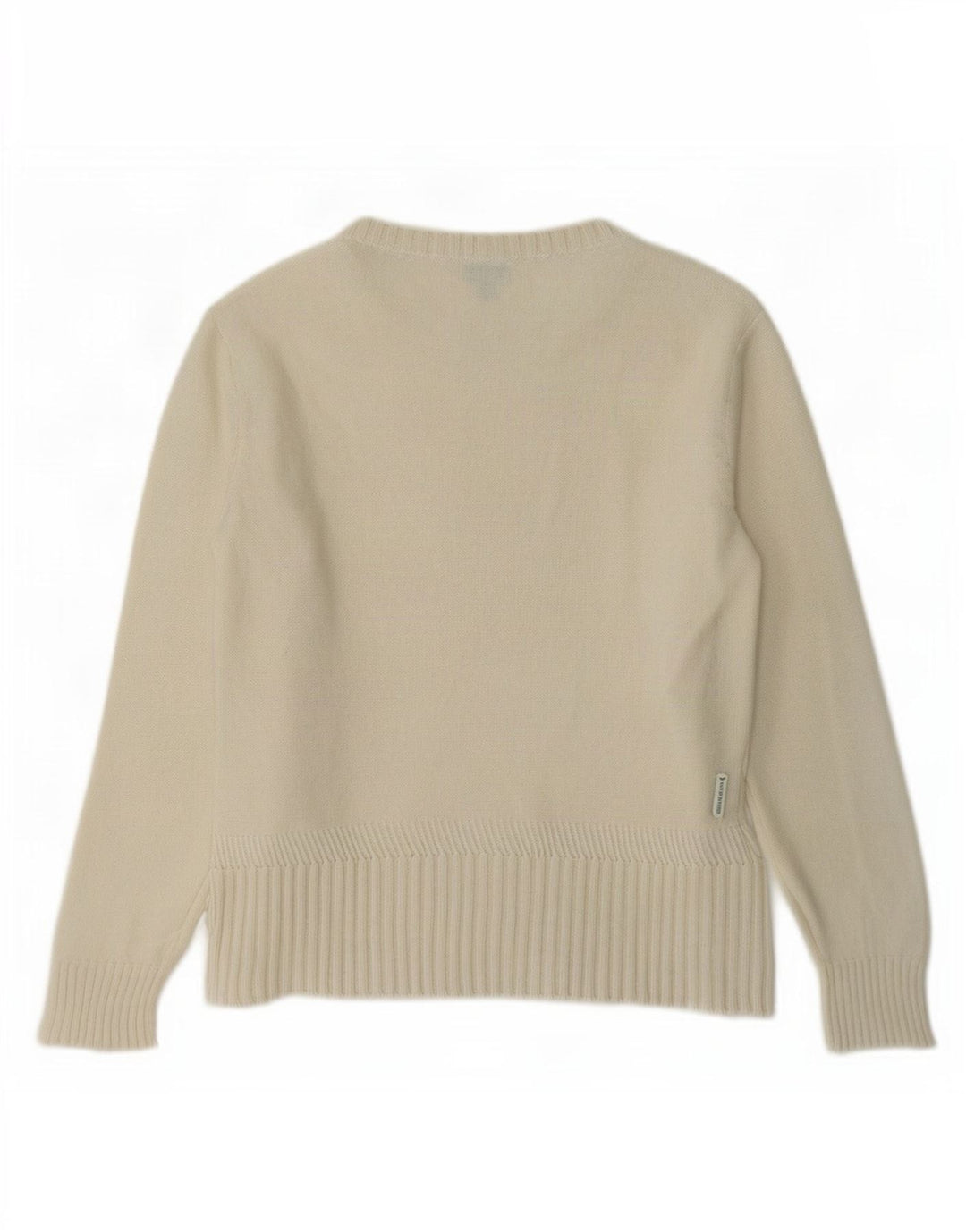 Armani Dame Grafisk Boat Neck Jumper Sweater EU 42 Large Off White Uld