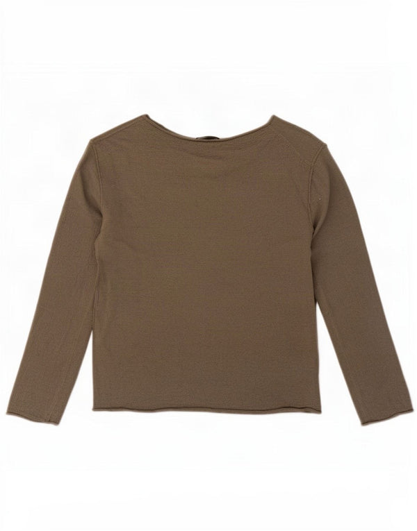 Massimo Dutti Womens Crop Top 3/4 ærme UK 6 XS Khaki