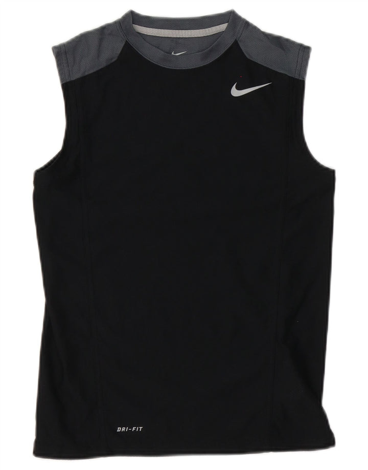 Nike Dame Dri Fit Vest Top UK 10 Small Black Colourblock Polyester