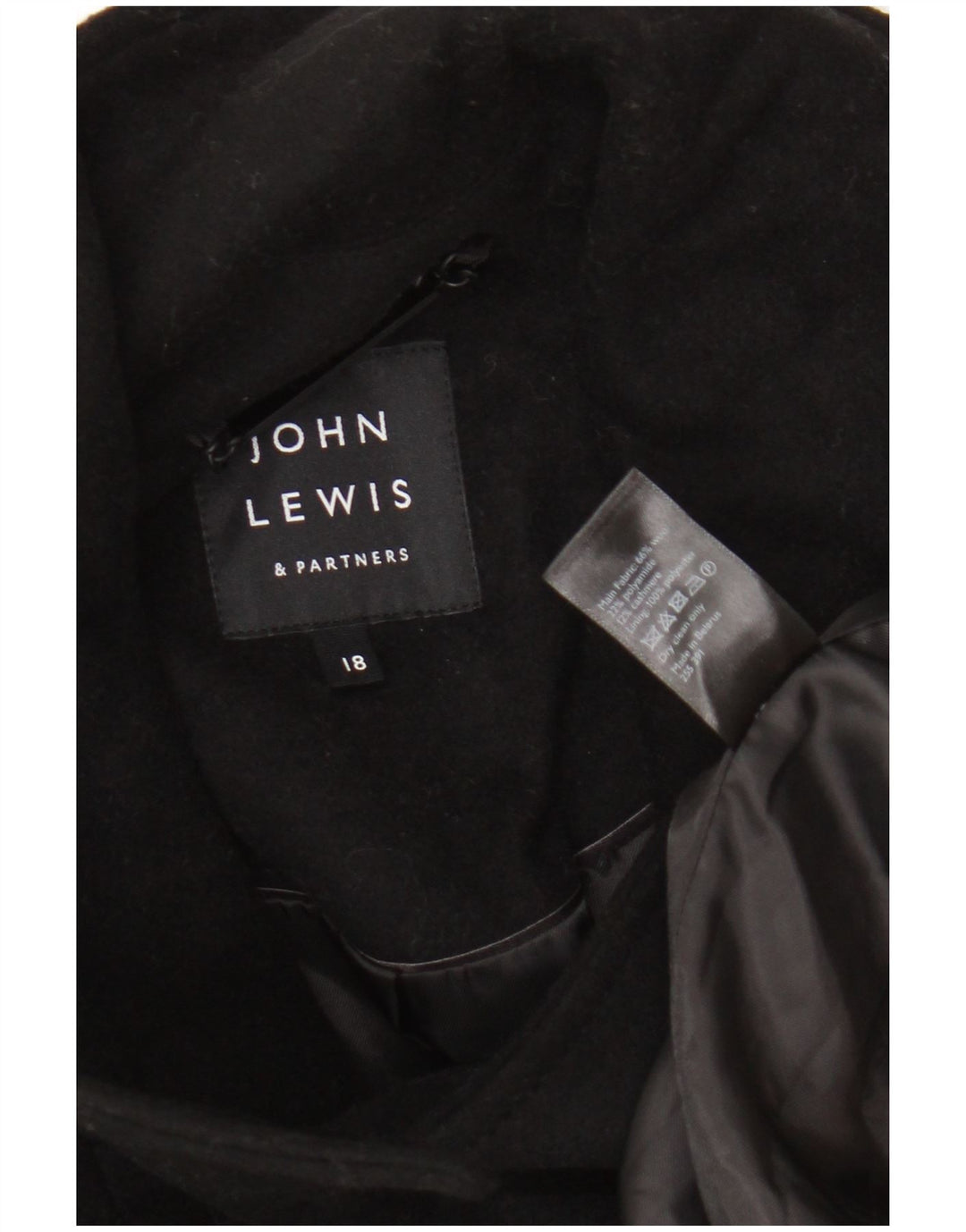 John Lewis Dame Oversized Pea Coat UK 18 XL Sort Uld