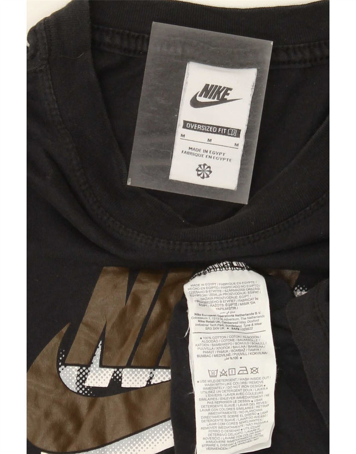 Nike Herre Oversized grafisk T-shirt Top Medium Sort Bomuld