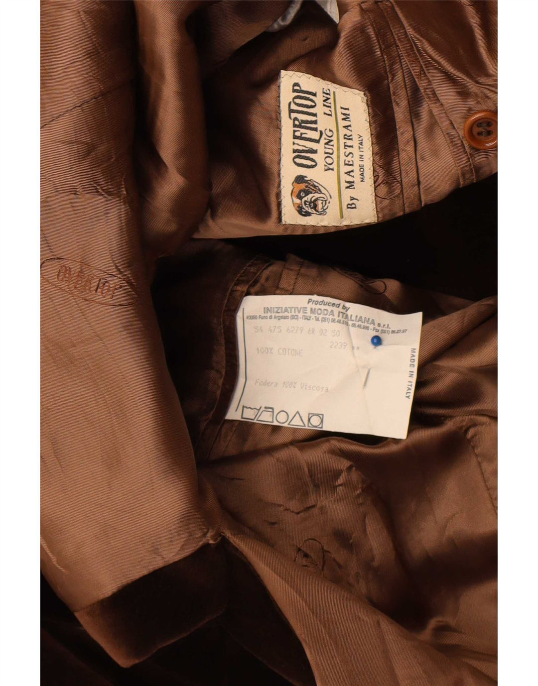 Maestrami Herre 3 Button Velvet Blazer Jacket IT 50 Stor Brun Bomuld