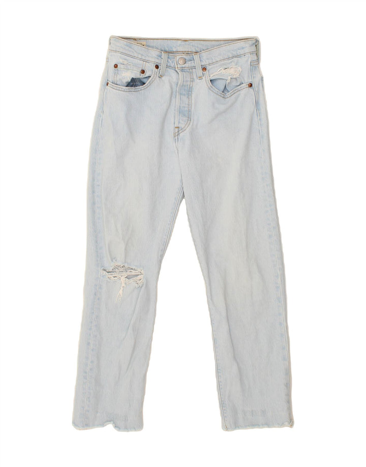 LEVI'S Womens 501 Distressed Straight Jeans W26 L26  Blue Cotton Vintage Levi's and Second-Hand Levi's from Messina Hembry 