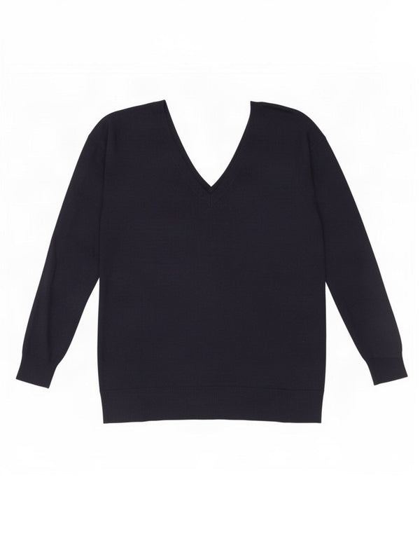 Zara Dame V-hals sweater UK 14 Medium Navy Blue Modal