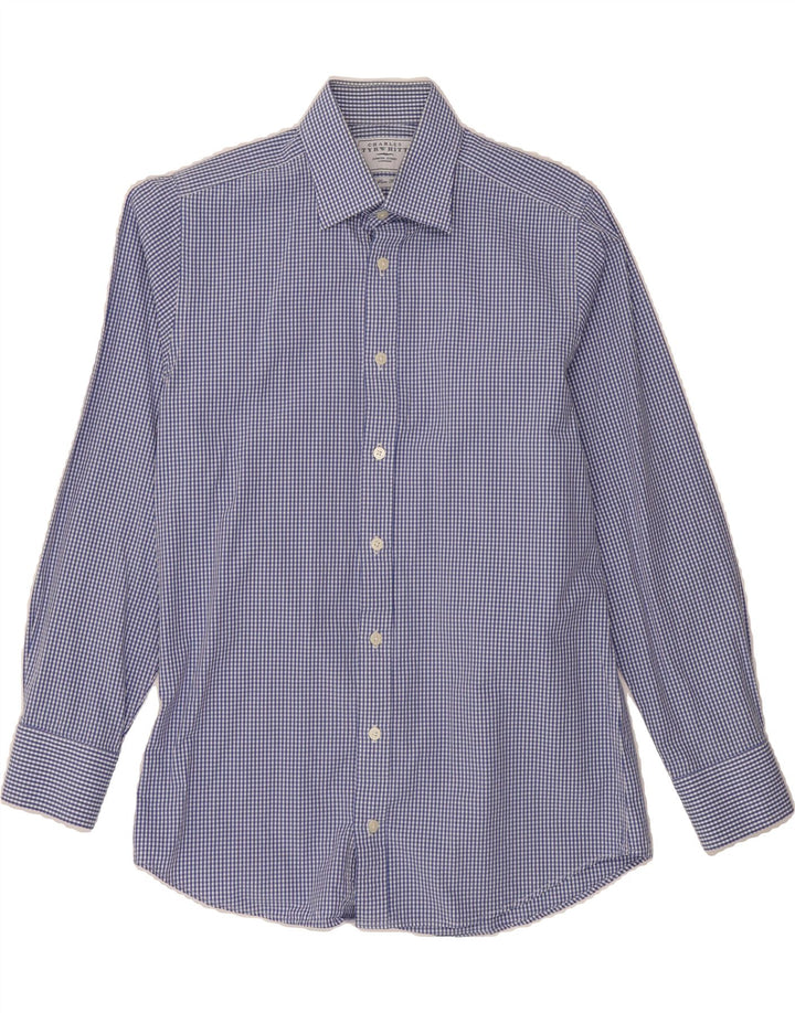 CHARLES TYRWHITT Mens Slim Fit Shirt Size 15 38 Medium Blue Gingham Cotton Vintage Charles Tyrwhitt and Second-Hand Charles Tyrwhitt from Messina Hembry 