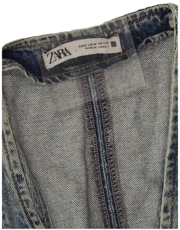 Zara Dame Denim Vest UK 10 Lille Blå Bomuld