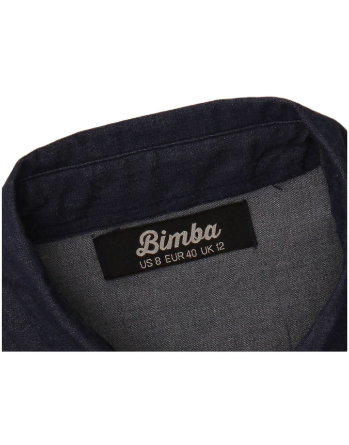 VINTAGE Dame ærmeløs denimkjole UK 12 Medium Navy Blue