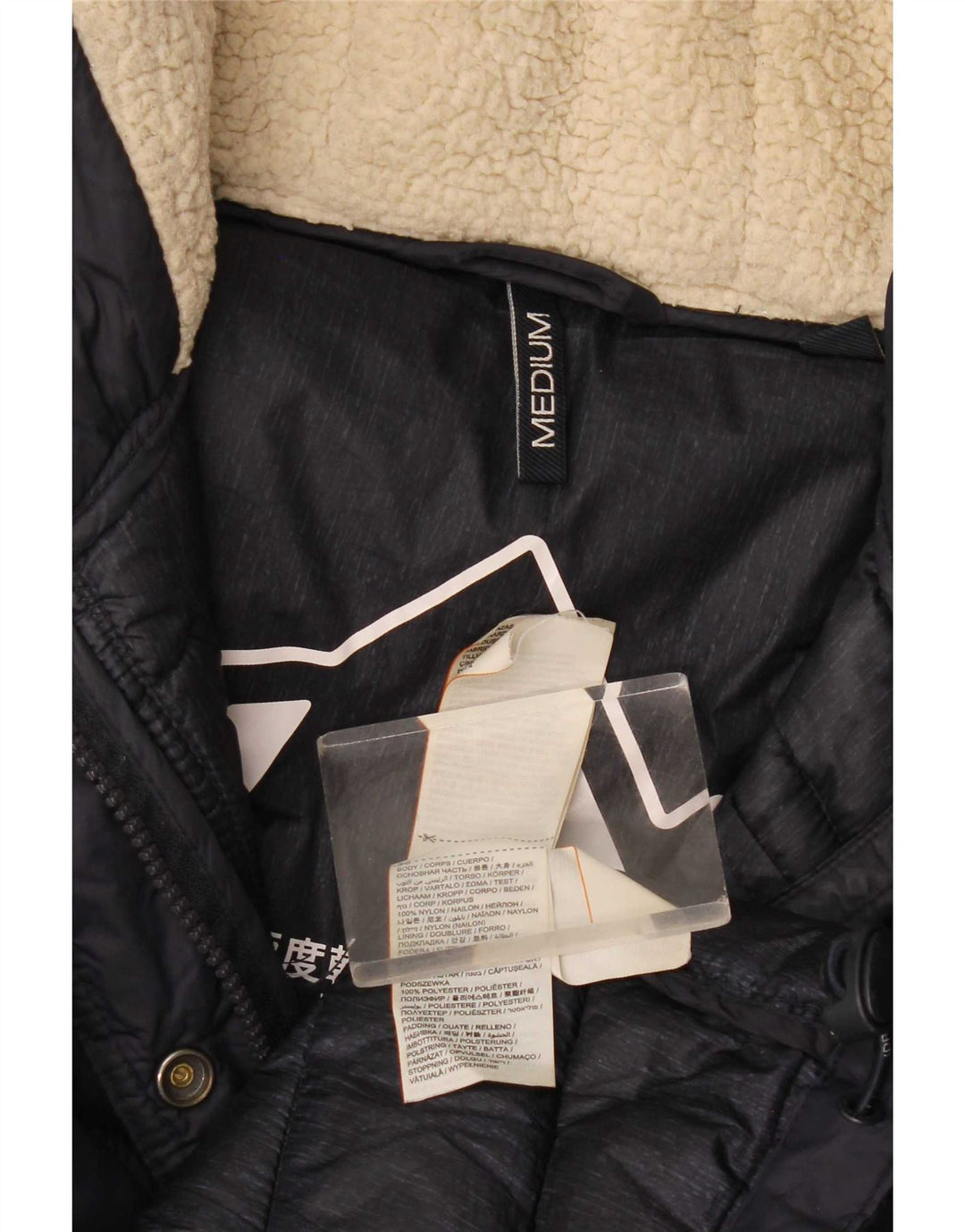 Superdry Polstret hættejakke til kvinder UK 14 Medium Navyblå nylon