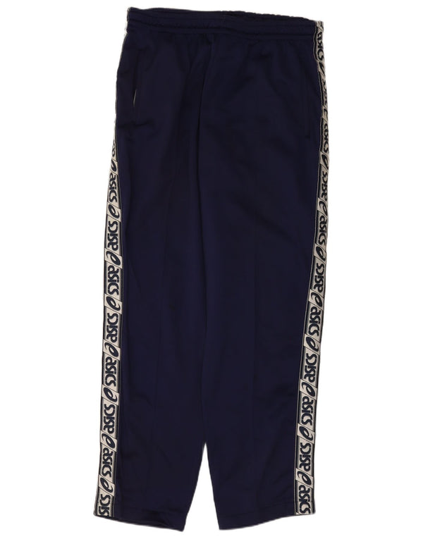 Asics Mens Graphic Tracksuit Trousers Large Navy Blue Colourblock