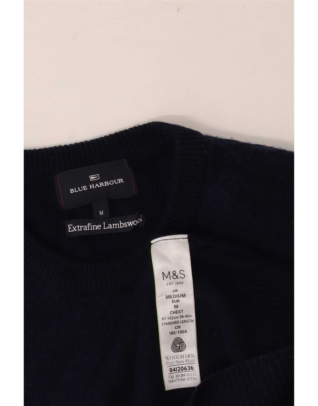 Marks & Spencer Herre Blue Harbor Crew Neck sweater Medium Navy