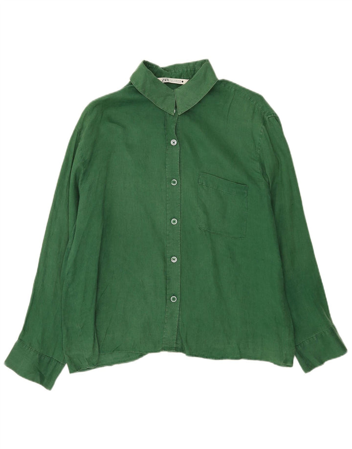 Zara Dame Oversized Shirt UK 14 Medium Green