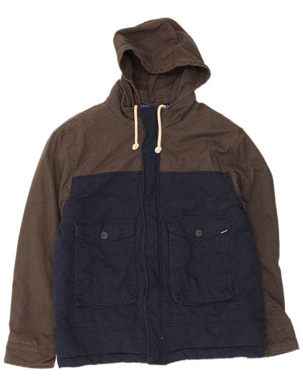 Quiksilver Mens Hooded Padded Jacket UK 42 XL Grey Colourblock Cotton