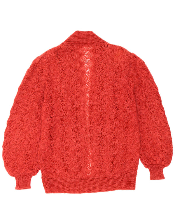 Vintage Dame Open Cardigan Sweater UK 16 Large Red Mohair