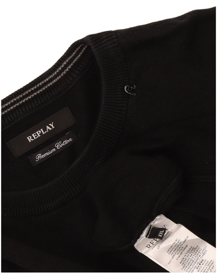 Replay Herre Crew Neck Jumper Sweater 2XL Sort Bomuld
