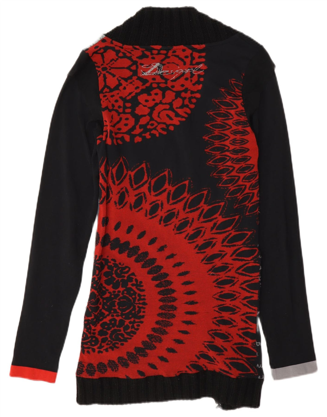 Desigual Dame abstrakt mønster Tunika Top UK 12 Medium Sort