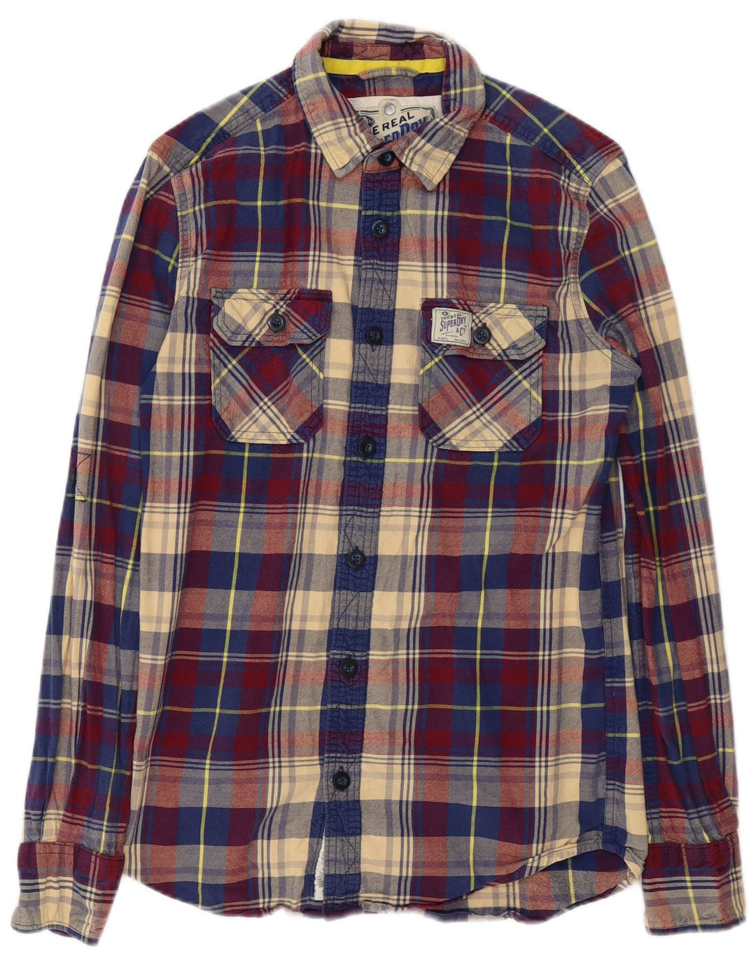 Superdry Flanelskjorte til mænd Lille flerfarvet ternet bomuld
