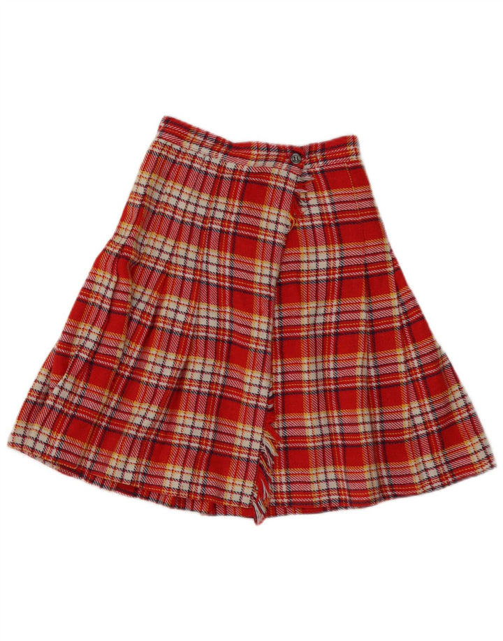 Vintage plisseret nederdel til kvinder W24 XS rød plaid