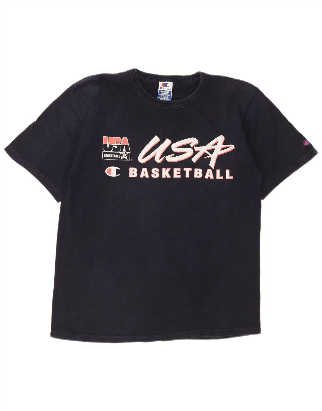 Champion Herre grafisk T-shirt Top Medium Marineblå Bomuld