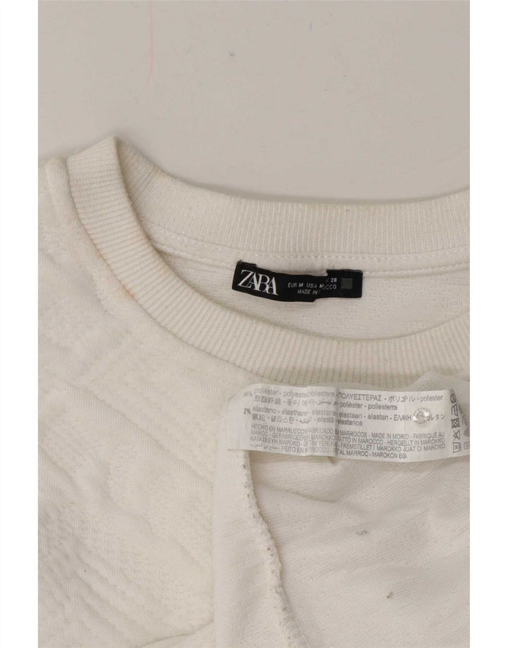 Zara Womens Relaxed Fit Sweatshirt Jumper UK 12 Medium White Geometric