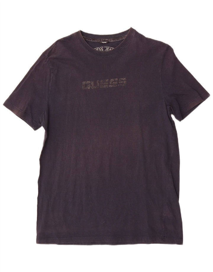 Guess Herre almindelig grafisk T-shirt Top Stor marineblå bomuld